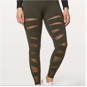 Lululemon Wunder Under High Rise Mesh Luon Zig Zag Hunter Green Size 4